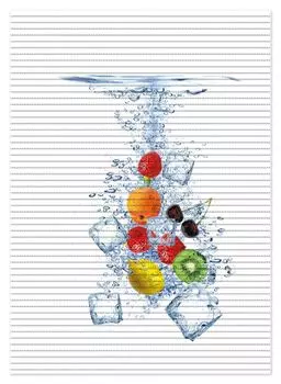 Коврик для душа Wallario, нескользящий коврик, коврик для ванной, коврик для ног, смесь фруктов и кубиков льда в воде на белом фоне, размер примерно 70 x 50 см, белый