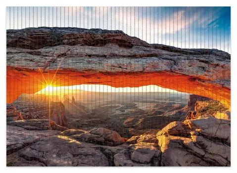 Коврик для душа Wallario, нескользящий коврик, коврик для ванной, коврик для двери, солнечный луч на горизонте, светящаяся расщелина в скале, размер ок. 70 х 50 см, коричневый