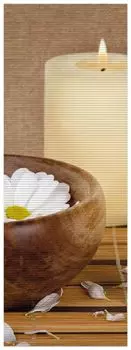 Коврик для душа Wallario, нескользящий коврик, коврик для ванной, коврик для двери, натюрморт - свечи и цветы в деревянной чаше, размер ок. 180 х 65 см, коричневый