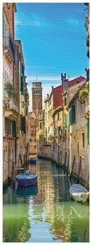 Коврик для душа Wallario, нескользящий коврик, коврик для ванной, коврик для двери, отдых в Венеции, канал между разноцветными домиками, размер ок. 180 х 65 см, коричневый