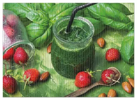 Коврик для душа Wallario, нескользящий коврик, коврик для ванной, коврик для двери, зеленый смузи с клубникой, размер ок. 90 х 65 см