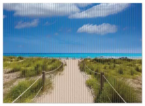 Коврик для душа Wallario, нескользящий коврик, коврик для ванной, коврик для ног, песчаная дорожка к синему морю с голубым небом, размер примерно 90 х 65 см, черный