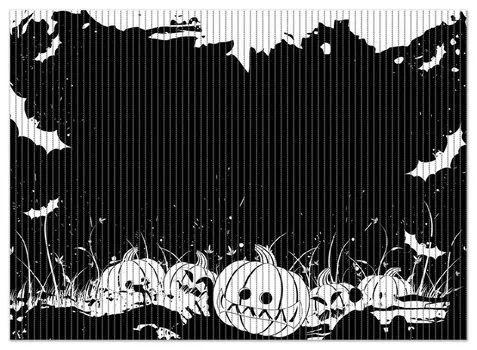 Коврик для душа Wallario, нескользящий коврик, коврик для ванной, коврик для двери Хэллоуин - тыквы и летучие мыши в черно-белом цвете, в стиле комиксов, размер ок. 90 х 65 см, красный