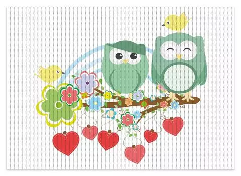 Коврик для душа Wallario, нескользящий коврик, коврик для ванной, коврик для двери, разноцветные совы с маленькими птичками на ветке, размер примерно 70 х 50 см, белый