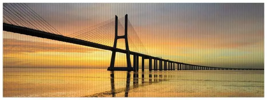 Коврик для душа Wallario, нескользящий коврик, коврик для ванной, коврик для двери, мост Васко да Гама, размер ок. 180 х 65 см, коричневый