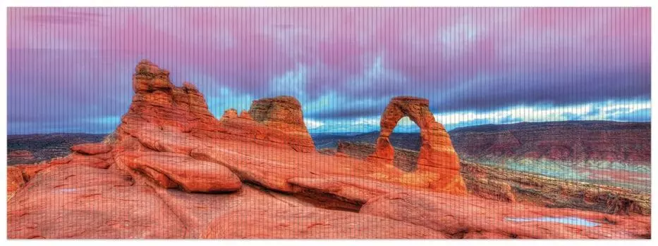 Коврик для душа Wallario, нескользящий коврик, коврик для ванной, коврик для двери, красочный памятник природы - каменная арка в национальном парке Арчес, размер ок. 180 х 65 см, синий