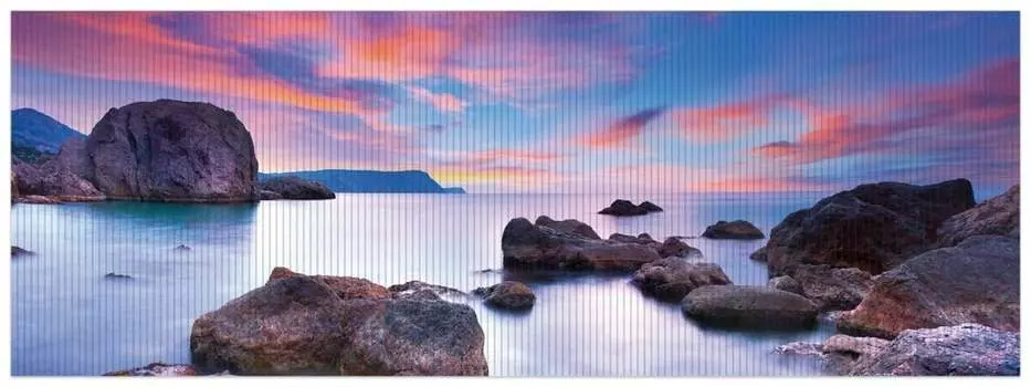 Коврик для душа Wallario, нескользящий коврик, коврик для ванной, коврик для двери, морской пейзаж синего и красного цвета с большими камнями, размер примерно 180 х 65 см, синий