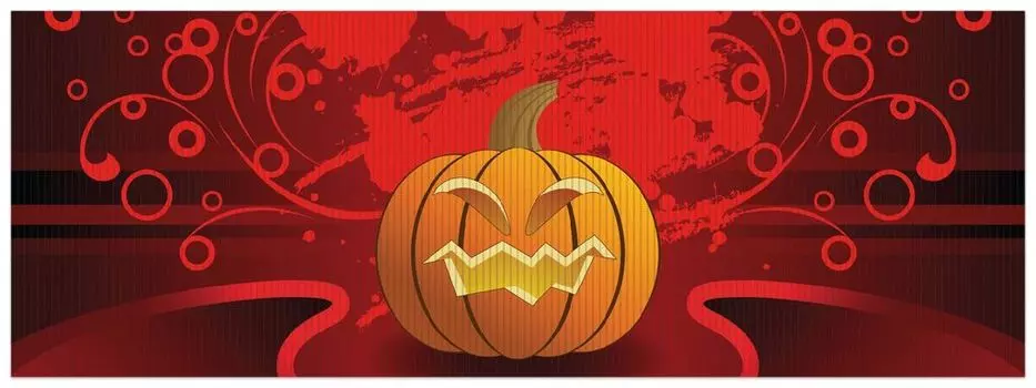 Коврик для душа Wallario, нескользящий коврик, коврик для ванной, коврик для двери, резная тыква на Хэллоуин в стиле комиксов, размер ок. 180 х 65 см, черный