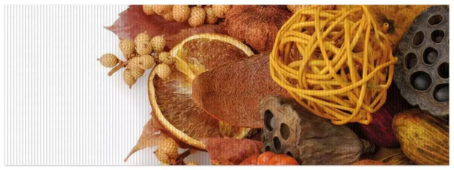 Коврик для душа Wallario, нескользящий коврик, коврик для ванной, коврик для двери, осеннее настроение - сухофрукты, орехи и семена - осеннее украшение, размер ок, белый