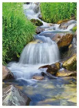 Коврик для душа Wallario, нескользящий коврик, коврик для ванной, коврик для двери, небольшой ручей по камням, размер ок. 90 х 65 см, зеленый