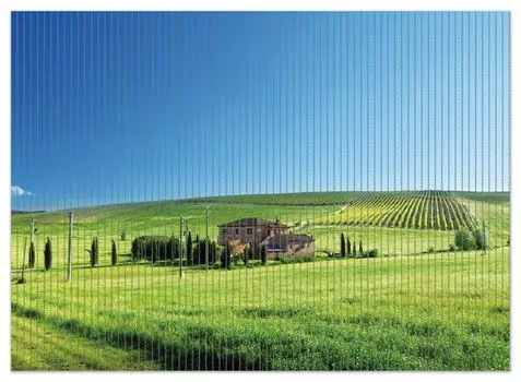 Коврик для душа Wallario, нескользящий коврик, коврик для ванной, коврик для двери, ферма в Тоскане, размер ок. 90 х 65 см, синий