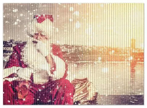 Коврик для душа Wallario, нескользящий коврик, коврик для ванной, коврик для двери, рождественская вечеринка - Санта-Клаус с ликером и сигарой, размер примерно 90 х 65 см, желтый