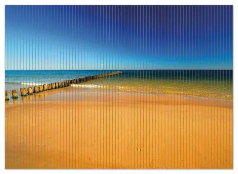 Коврик для душа Wallario, нескользящий коврик, коврик для ванной, коврик для двери, песчаный пляж цвета оранжево-голубое море-голубое небо, размер примерно 90 х 65 см, черный