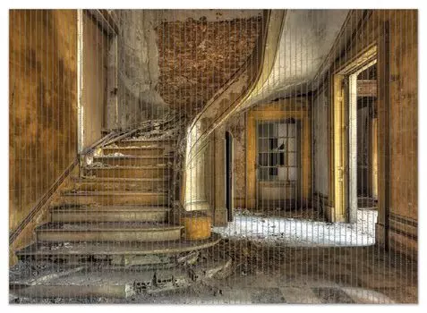 Коврик для душа Wallario, нескользящий коврик, коврик для ванной, коврик для двери, лестница из цельного камня в заброшенном доме, размер ок. 90 х 65 см, коричневый