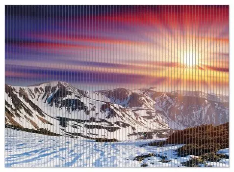 Коврик для душа Wallario, нескользящий коврик, коврик для ванной, коврик для двери, красочный закат зимой - снег в горах, размер ок. 90 х 65 см, красный