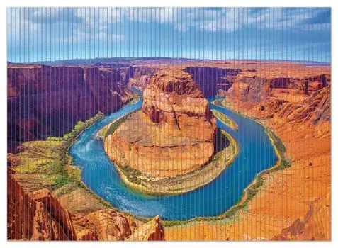 Коврик для душа Wallario, нескользящий коврик, коврик для ванной, коврик для ног, извилина реки Колорадо в форме подковы, размер ок. 90 х 65 см, синий