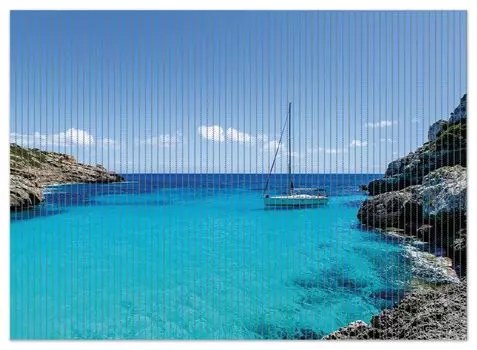 Коврик для душа Wallario, нескользящий коврик, коврик для ванной, коврик для двери, парусная лодка в бухте, размер ок. 90 х 65 см, синий