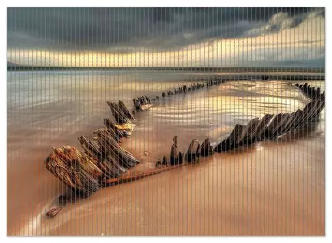 Коврик для душа Wallario, нескользящий коврик, коврик для ванной, коврик для двери, затонувший корабль в Ирландии на пляже, размер ок. 90 х 65 см, коричневый