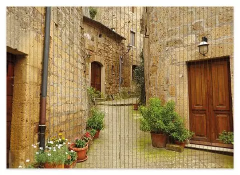 Коврик для душа Wallario, нескользящий коврик, коврик для ванной, коврик для двери, дорожка по старому городу - Тоскана в Италии, размер примерно 70 х 50 см, коричневый