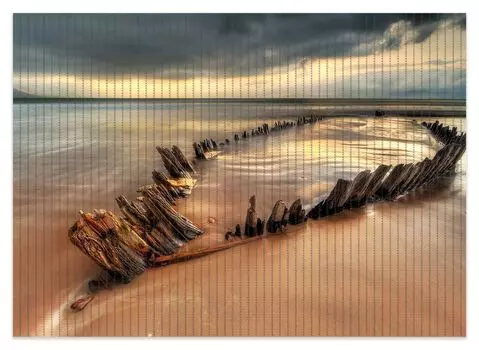 Коврик для душа Wallario, нескользящий коврик, коврик для ванной, коврик для ног, затонувший корабль в Ирландии на пляже, размер ок. 70 х 50 см, коричневый