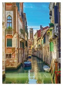 Коврик для душа Wallario, нескользящий коврик, коврик для ванной, коврик для двери, отдых в Венеции, канал между разноцветными домиками, размер ок. 70 х 50 см, коричневый