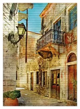 Коврик для душа Wallario, нескользящий коврик, коврик для ванной, коврик для двери, аллея на юге, отдых в Греции, размер ок. 70 х 50 см, черный