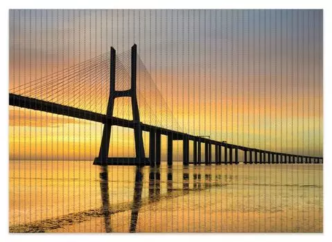 Коврик для душа Wallario, нескользящий коврик, коврик для ванной, коврик для двери, мост Васко да Гамы, размер ок. 70 х 50 см, коричневый