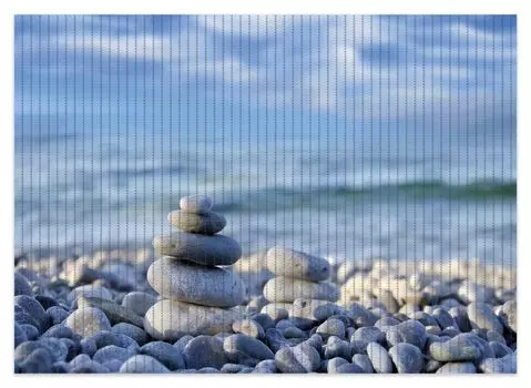 Коврик для душа Wallario, нескользящий коврик, коврик для ванной, коврик для ног, стопка камней на пляже, размер ок. 70 х 50 см, синий