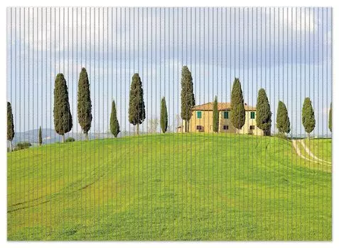 Коврик для душа Wallario, нескользящий коврик, коврик для ванной, коврик для двери, вилла на холме в Тоскане, размер ок. 90 х 65 см, зеленый