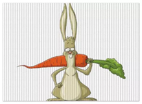 Коврик для душа Wallario, нескользящий коврик, коврик для ванной, коврик для ног, забавный кролик с морковкой в стиле комиксов, размер ок. 90 х 65 см, белый