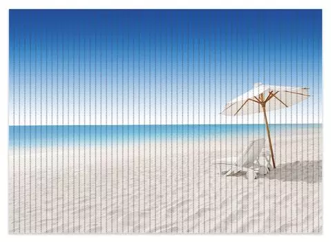 Коврик для душа Wallario, нескользящий коврик, коврик для ванной, коврик для двери, шезлонг на белом пляже под голубым небом, размер примерно 70 х 50 см, синий