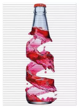 Коврик для душа Wallario, нескользящий коврик, коврик для ванной, коврик для ног, бутылочка с красным душем - ураган, размер ок. 70 х 50 см, белый