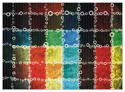 Коврик для душа Wallario, нескользящий коврик, коврик для ванной, коврик для двери, красочный лоскутный узор с кругами, размер примерно 90 х 65 см, черный