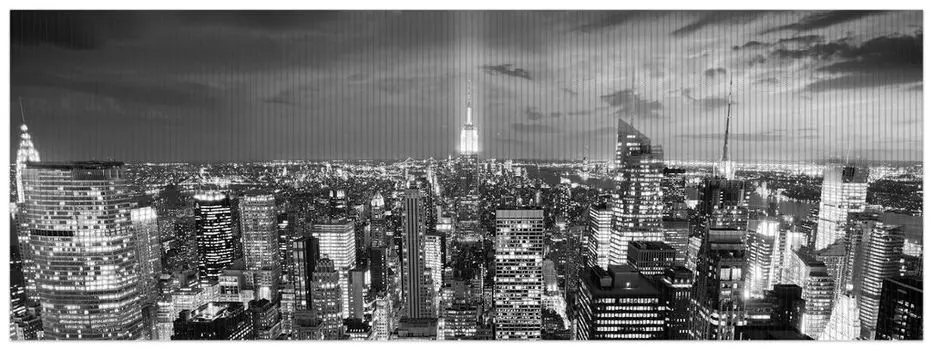 Коврик для душа Wallario, нескользящий коврик, коврик для ванной, коврик для двери Нью-Йорк ночью - панорамный вид на город - черно-белый, размер ок. 180 х 65 см, черный