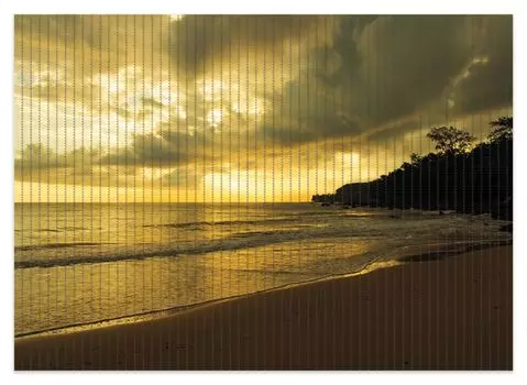 Коврик для душа Wallario, нескользящий коврик, коврик для ванной, коврик для ног, пляж для купания на Мальдивах - вечерняя тишина, размер ок. 70 х 50 см, черный