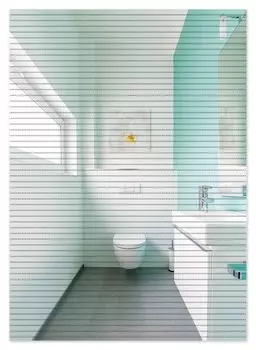 Коврик для душа Wallario, нескользящий коврик, коврик для ванной, коврик для двери, ванная комната, гостевой туалет, вид внутри - унитаз и раковина, размер ок. 70 х 50 см, бирюзовый