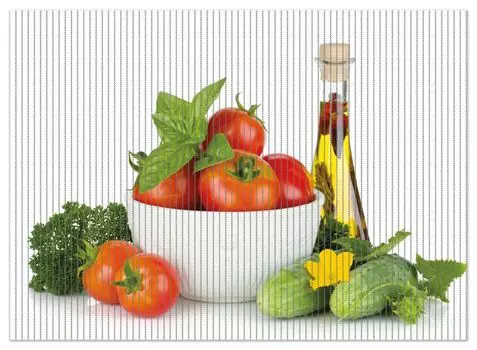 Коврик для душа Wallario, нескользящий коврик, коврик для ванной, коврик для ног, свежие ингредиенты для салата с травяным маслом - помидоры, огурцы, петрушка, размер примерно 90 х 65 см, белый