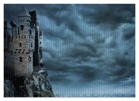 Коврик для душа Wallario, нескользящий коврик, коврик для ванной, коврик для двери, старый замок с привидениями, размер примерно 70 х 50 см, синий