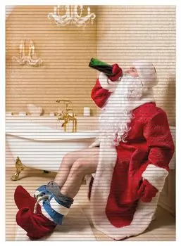 Коврик для душа Wallario, нескользящий коврик, коврик для ванной, коврик для двери, пьяный Санта-Клаус с бутылкой вина в унитазе, размер примерно 90 х 65 см, коричневый