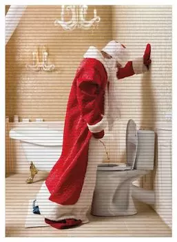 Коврик для душа Wallario, нескользящий коврик, коврик для ванной, коврик для двери, Санта-Клаус отдыхает и писает в элегантный унитаз, размер примерно 90 х 65 см, коричневый