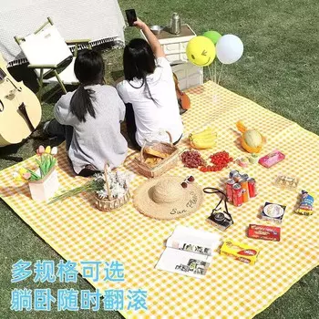 Коврик для пикника Beishan Wolf ins в стиле весеннего выхода, влагостойкий коврик, утолщенный коврик для пикника на открытом воздухе, желтая сетка [150*200] *2