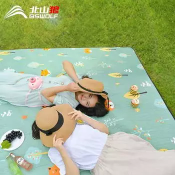 Коврик для пикника BSWolf, утолщенный коврик для прогулок на открытом воздухе, пляжный портативный коврик для газона, водонепроницаемая и влагостойкая ткань Оксфорд, маленькая красная сетка