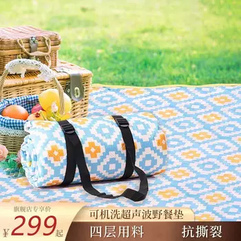 Коврик для пикника Revos, увеличенный и утолщенный, влагостойкий коврик, который можно стирать в машине, коврик для кемпинга, коврик для газона LL8, красная и белая сетка 150*200