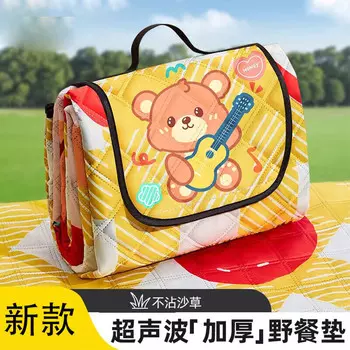 Коврик для пикника Revos, влагостойкий коврик, утолщенный коврик для кемпинга на открытом воздухе, портативный складной полевой коврик для газона LL6, желто-белая сетка 2