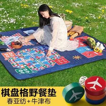 Коврик для пикника Revos, влагостойкий коврик, утолщенный уличный коврик, коврик для кемпинга, весеннего отдыха, летающих шахмат, тканевый коврик для газона LL8, зеленый в стиле милитари 2