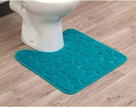 Коврик для туалета бирюзовый с вырезом, мягкий коврик для ванной, нескользящий, можно стирать в машине, коврик для ванной с пеной с эффектом памяти и микрофиброй из полиэстера, коврик для ванной 50х50 см для унитаза LikeKa