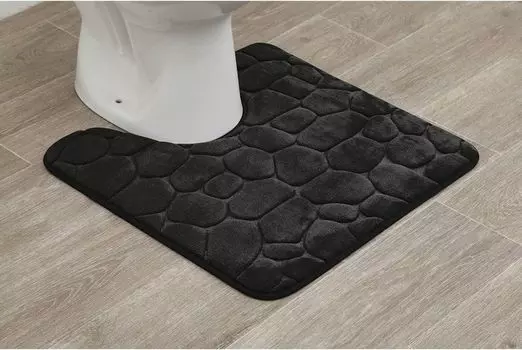 Коврик для туалета черный с вырезом, мягкий коврик для ванной, нескользящий, можно стирать в машине, коврик для ванной с пеной с эффектом памяти и микрофиброй из полиэстера, коврик для ванной 50х50 см для унитаза LikeKa