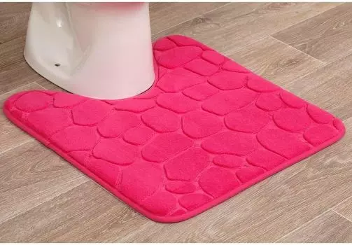 Коврик для туалета розовый с вырезом, мягкий коврик для ванной, нескользящий, можно стирать в машине, коврик для ванной с пеной с эффектом памяти и микрофиброй из полиэстера, коврик для ванной 45х50 см для унитаза LikeKa