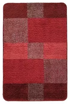 Коврик для ванной - 60 х 90 см - красный - полиакрил - в клетку Kleine Wolke
