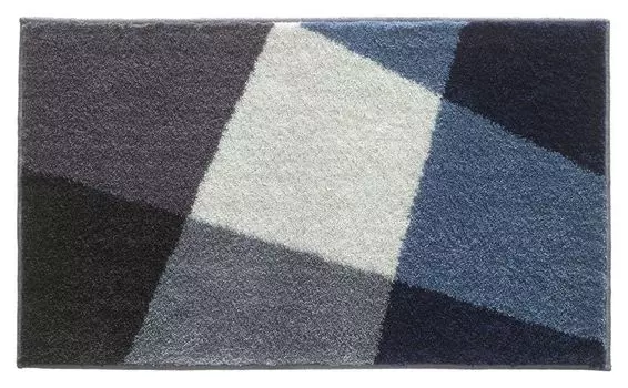 Коврик для ванной - 60 x 100 см - синий - серый - белый - полиэстер - нескользящий GRUND